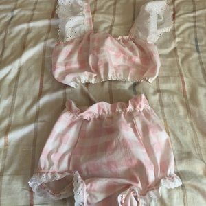 Pink gingham bathing suit
